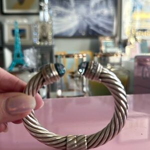 Authentic David Yurman large diamond and blue topaz cable bracelet